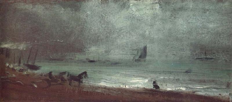 Bright Beach with Shipping and a gig to june 1824, John Constable